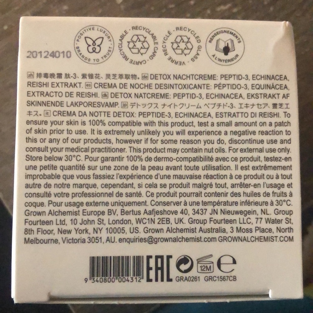 NEW Grown Alchemist - Detox Night Cream Peptide-3 Echinacea Reishi Extract NIB - Picture 9 of 10